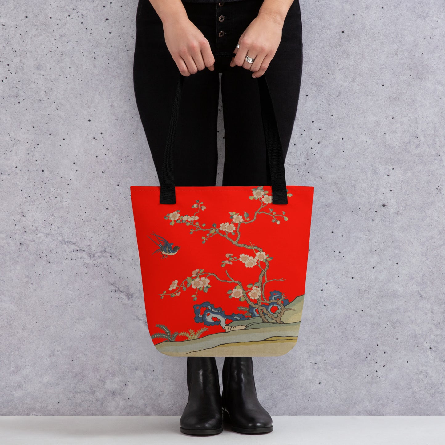 Kesi Flower Album｜Swallow in Flight, Harbinger of Spring｜Tote bag｜Garnet red