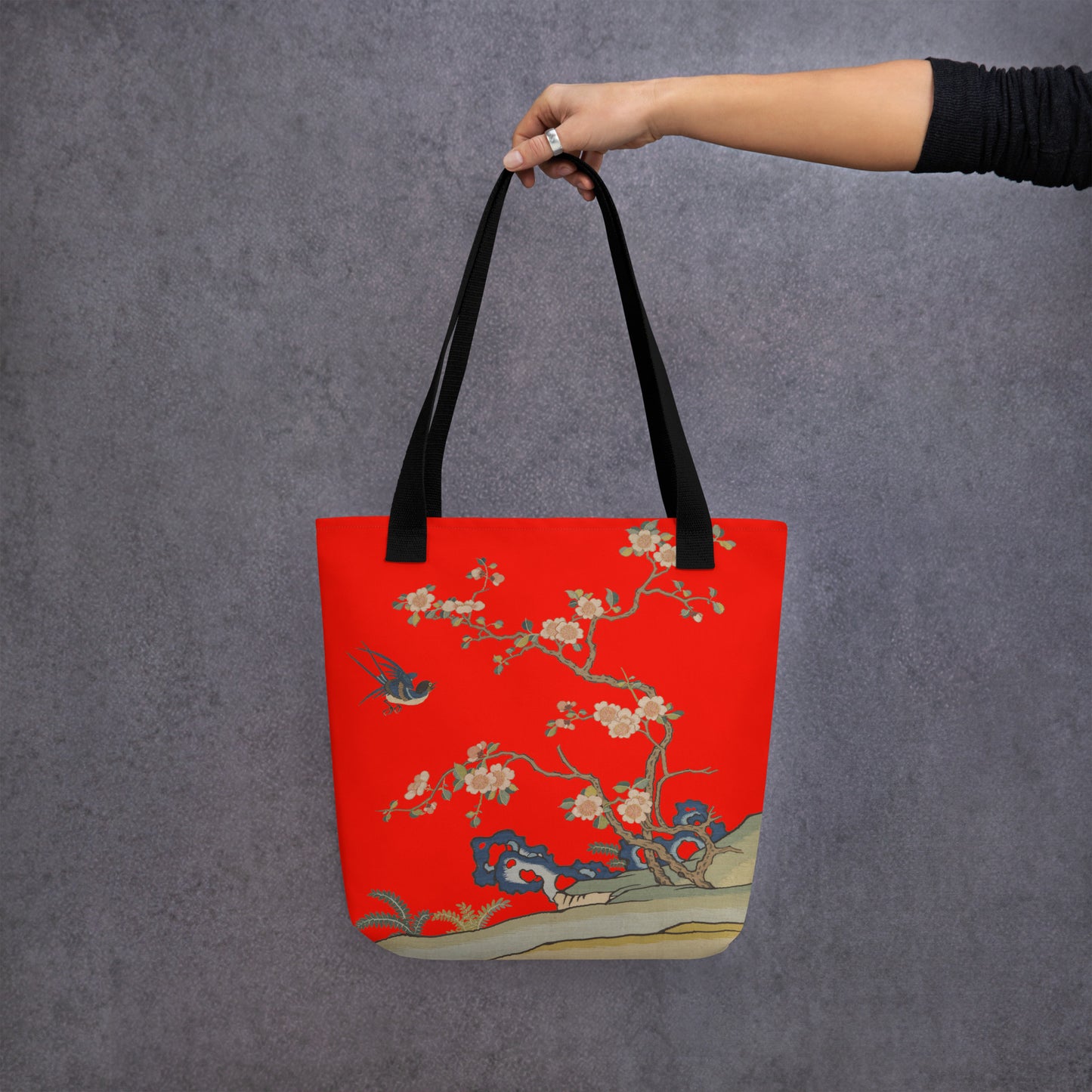 Kesi Flower Album｜Swallow in Flight, Harbinger of Spring｜Tote bag｜Garnet red