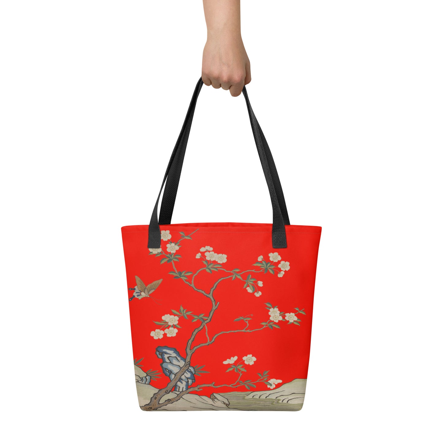 Kesi Flower Album｜Plum Blossoms and Butterfly｜Tote bag｜Garnet red