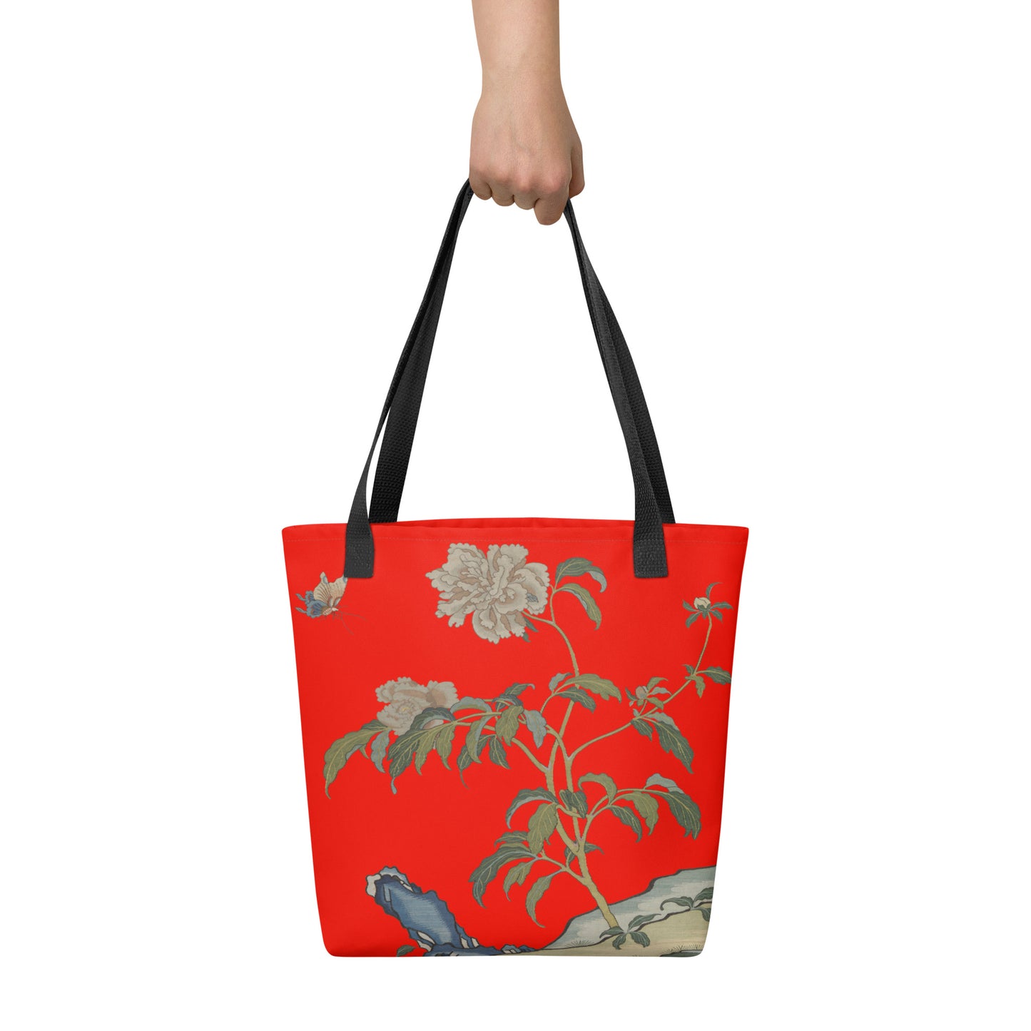 Kesi Flower Album｜Peonies and Butterfly｜Tote bag｜Garnet red