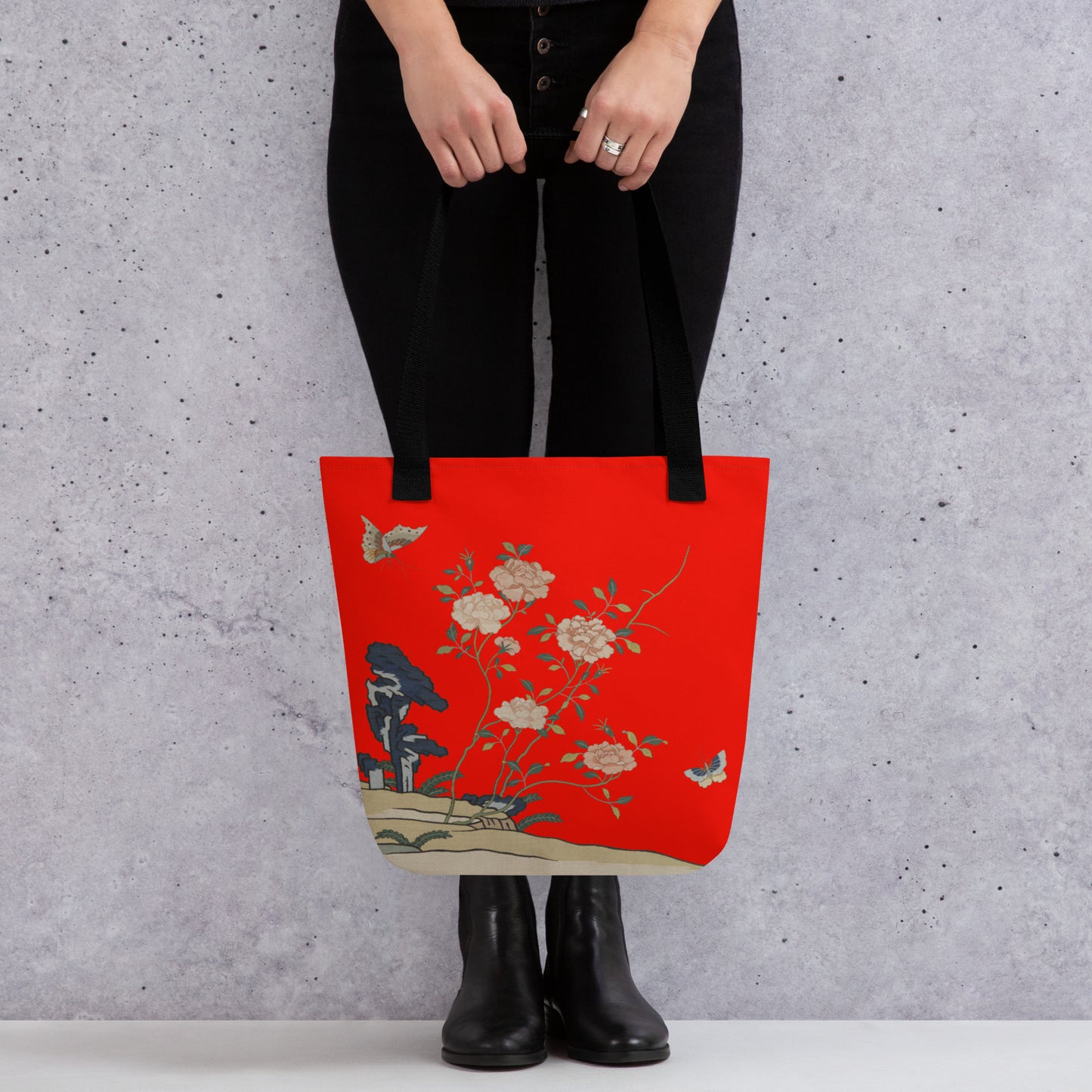 Kesi Flower Album｜Red Roses｜Tote bag｜Garnet red