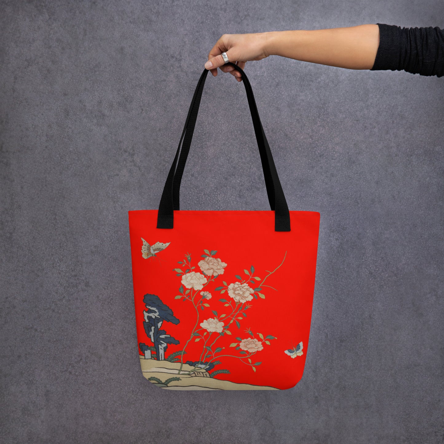 Kesi Flower Album｜Red Roses｜Tote bag｜Garnet red