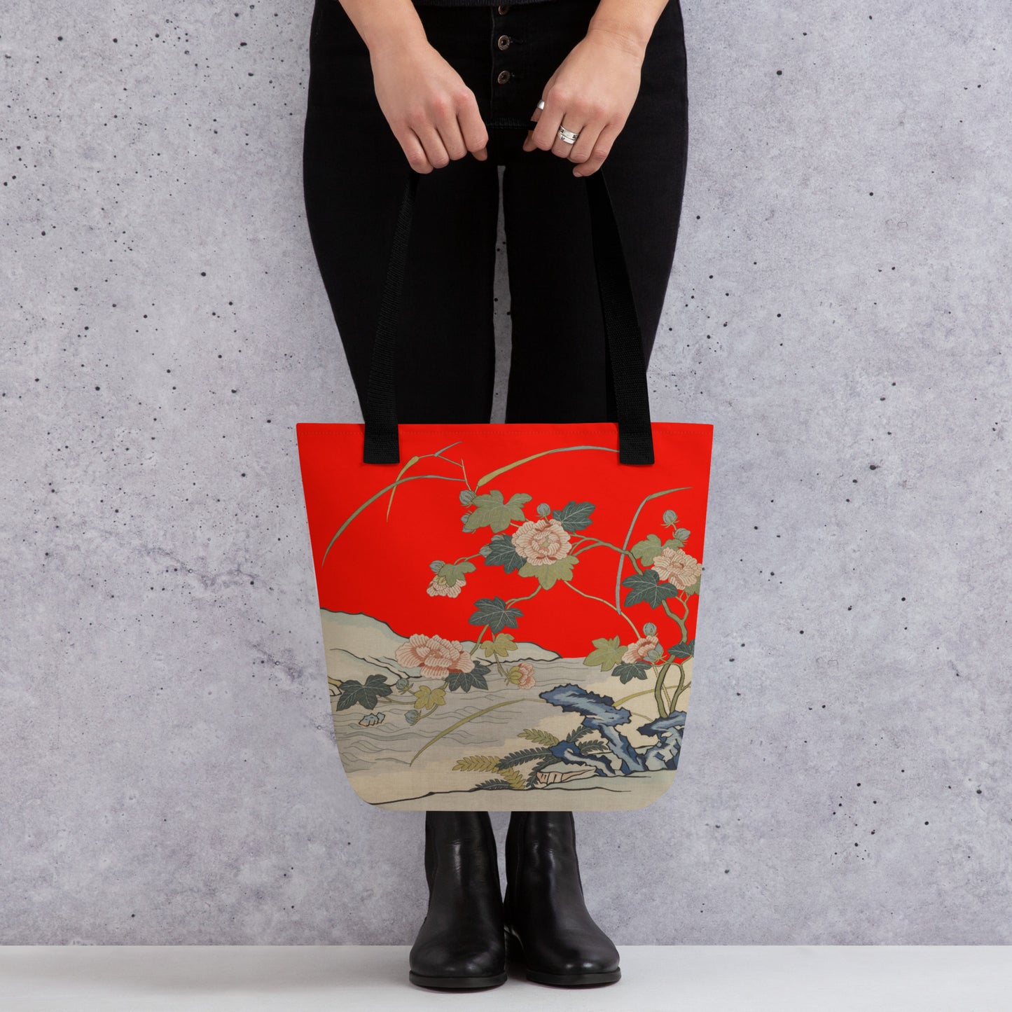 Kesi Flower Album｜Hibiscus by the Water｜Tote bag｜Garnet red