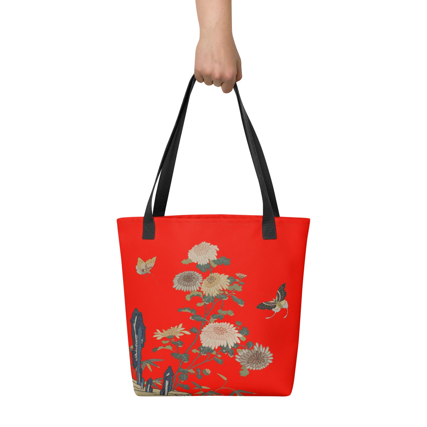 Kesi Flower Album｜Chrysanthemums and Butterflies｜Tote bag｜Garnet red