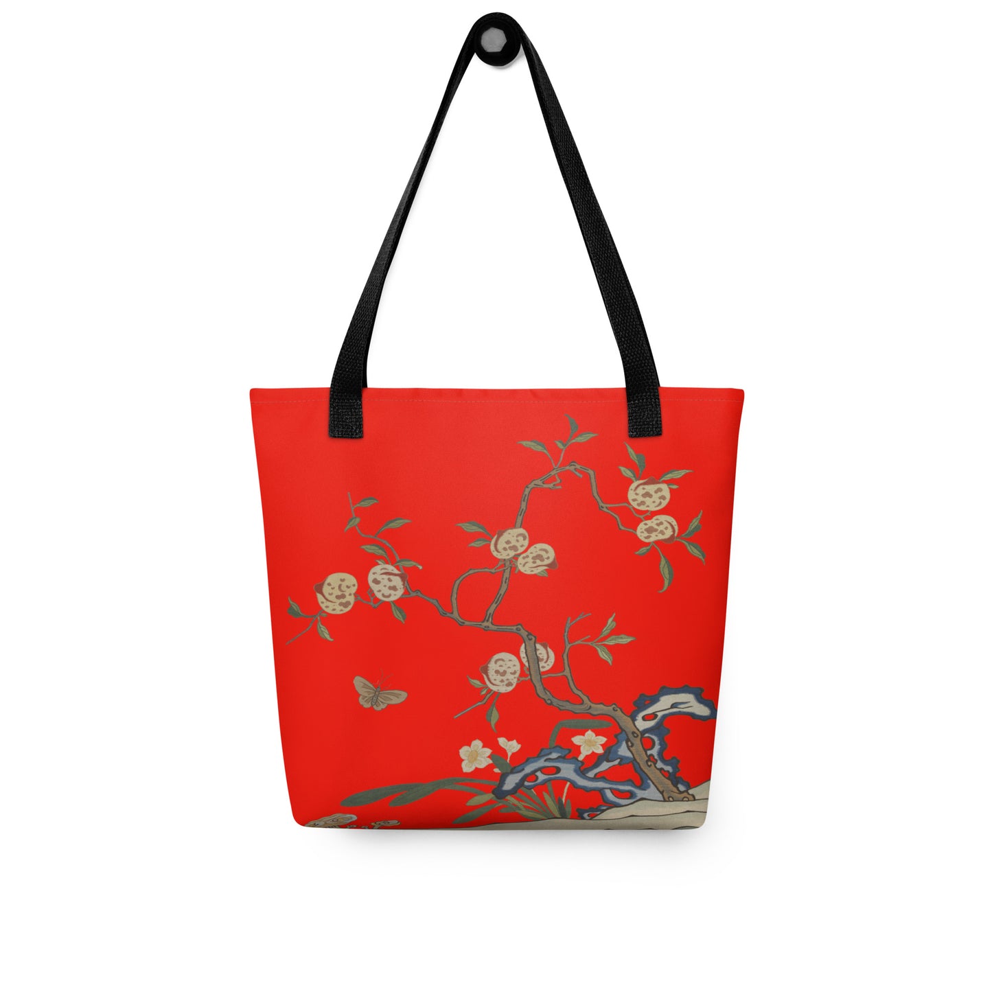 Kesi Flower Album｜Narcissus and Peaches｜Tote bag｜Garnet red