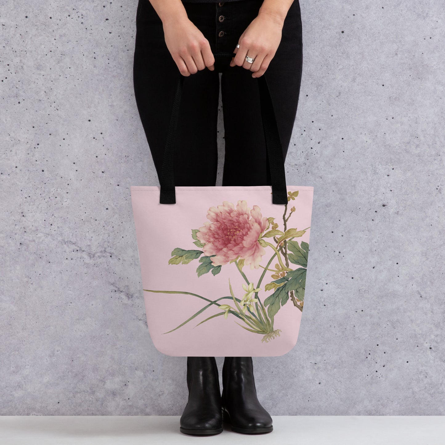 The Spirit of Flowers in Twelve Months｜Orchid and Tree Peony in Bloom｜Tote bag｜Pale pinkish gray