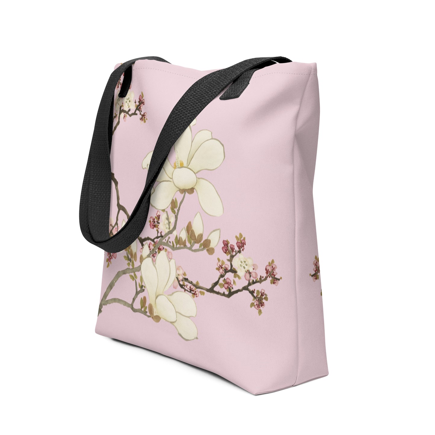 The Spirit of Flowers in Twelve Months｜Apricot and Lily Magnolia in Blossom｜Tote bag｜Pale pinkish gray