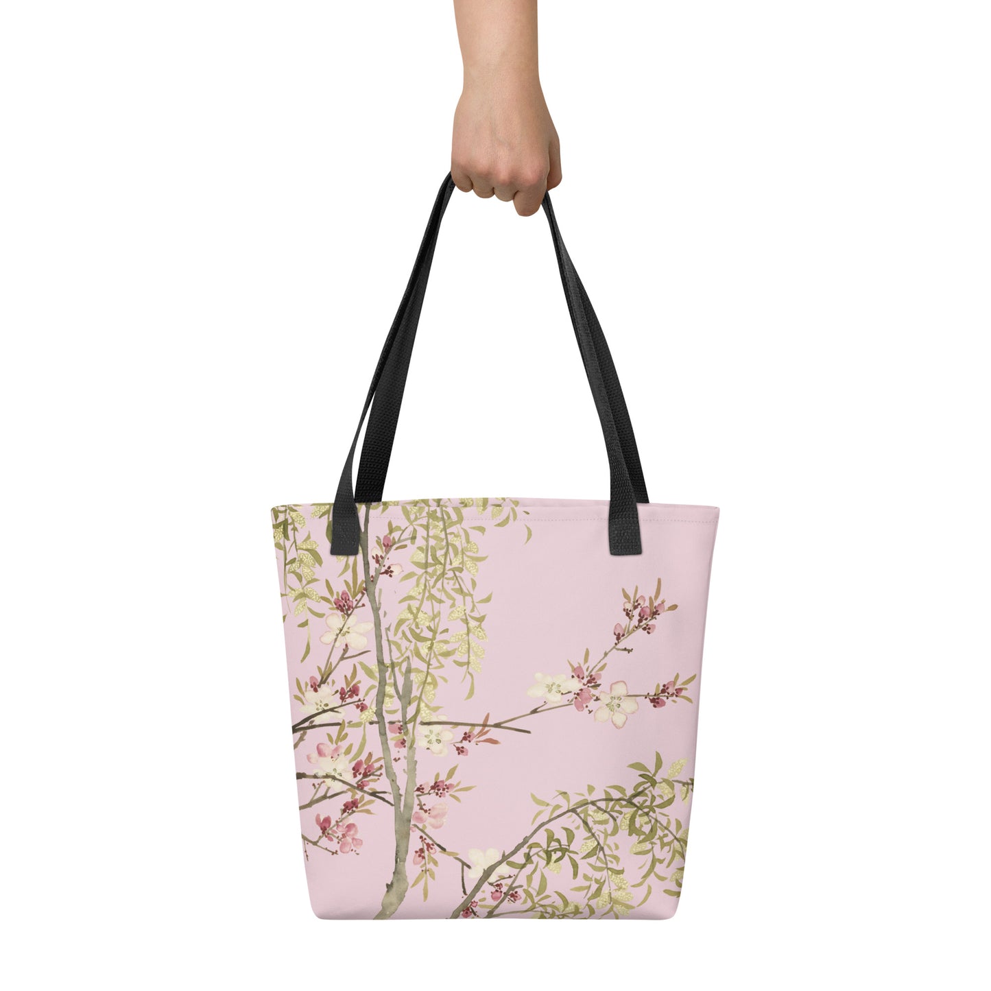 The Spirit of Flowers in Twelve Months｜Willow and Peach Blossom｜Tote bag｜Pale pinkish gray