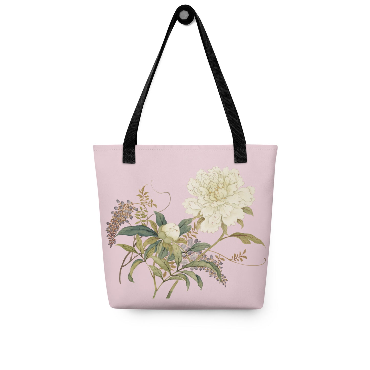 The Spirit of Flowers in Twelve Months｜Chinese Peony and Wisteria in Bloom｜Tote bag｜Pale pinkish gray