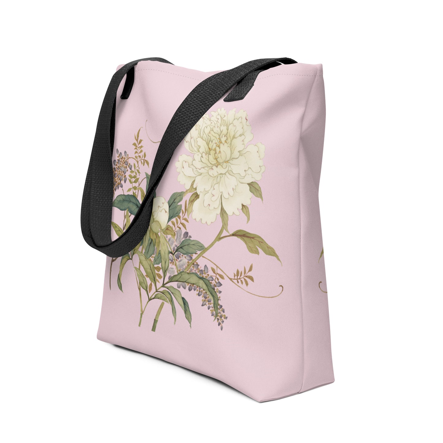 The Spirit of Flowers in Twelve Months｜Chinese Peony and Wisteria in Bloom｜Tote bag｜Pale pinkish gray