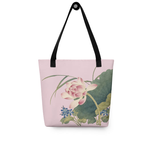 The Spirit of Flowers in Twelve Months｜Lotus in Bloom｜Tote bag｜Pale pinkish gray