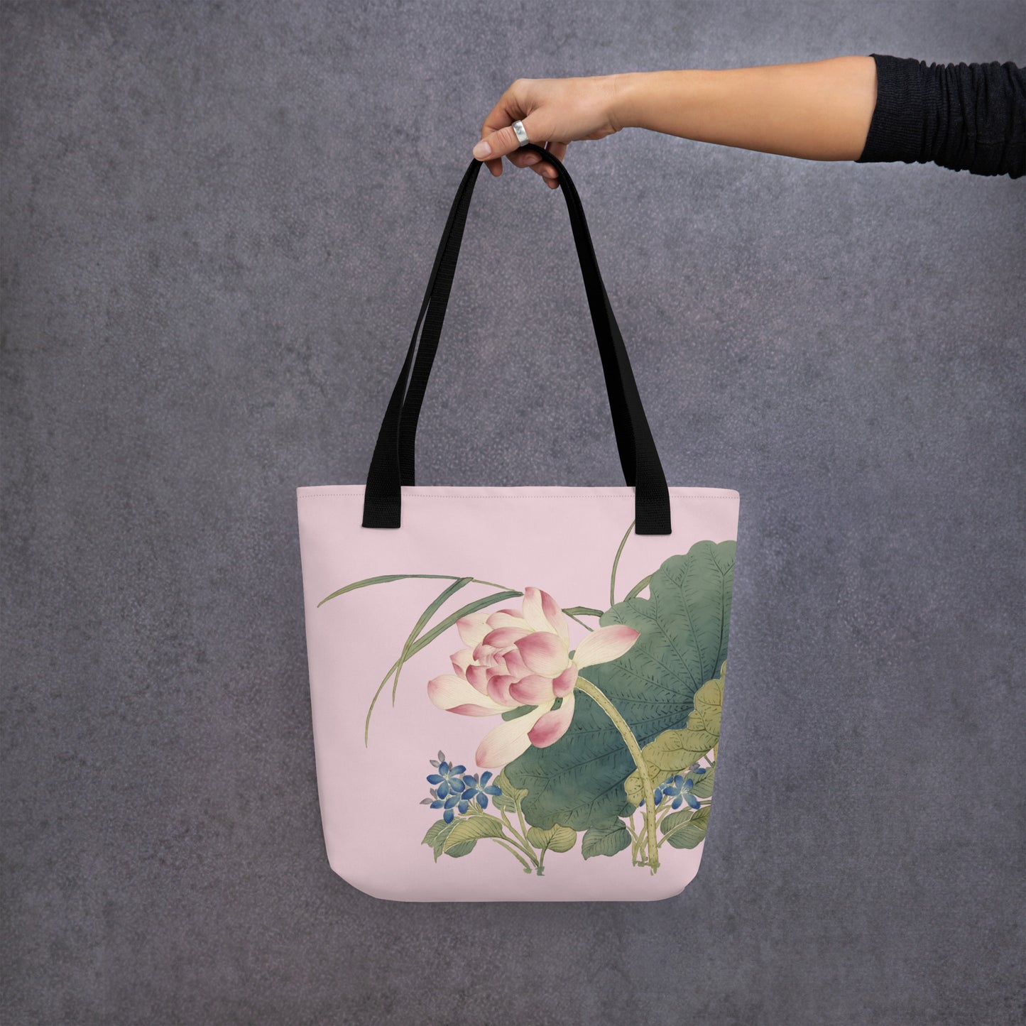 The Spirit of Flowers in Twelve Months｜Lotus in Bloom｜Tote bag｜Pale pinkish gray