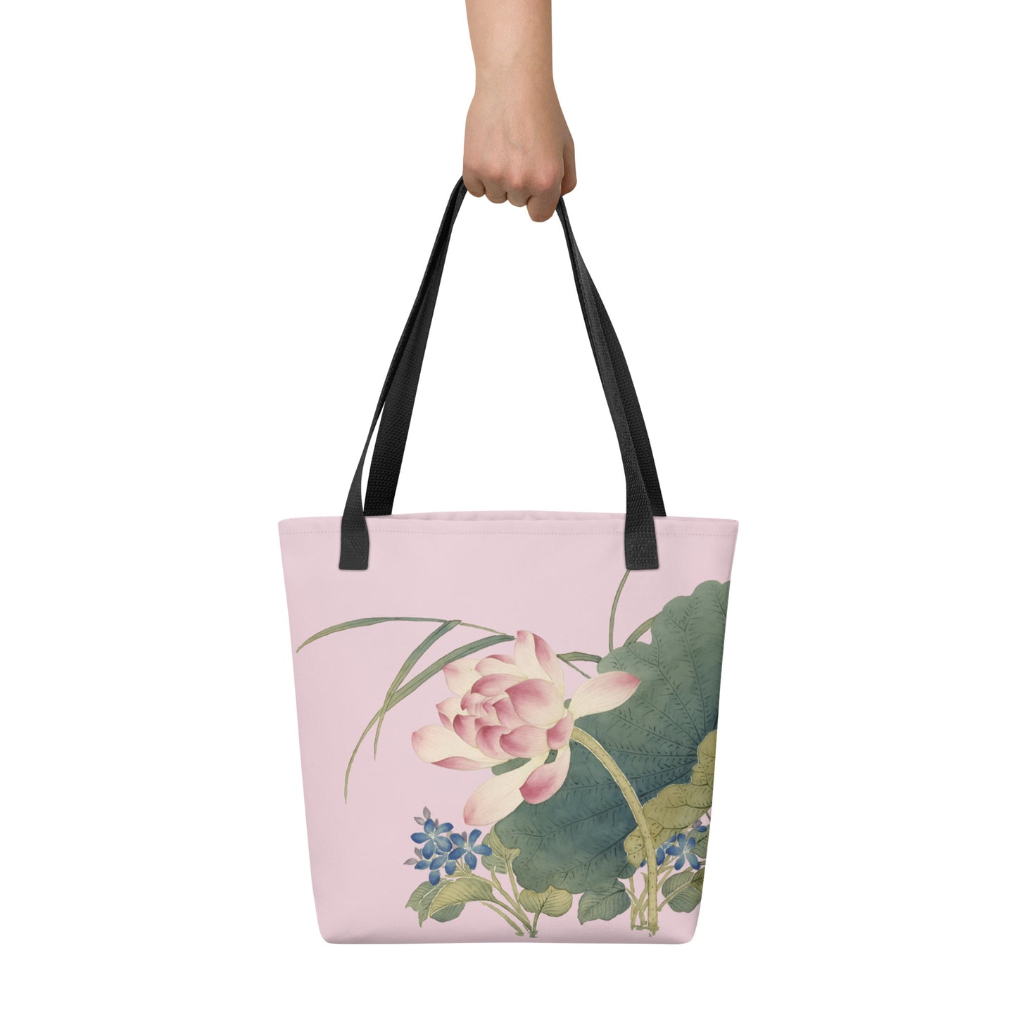 The Spirit of Flowers in Twelve Months｜Lotus in Bloom｜Tote bag｜Pale pinkish gray