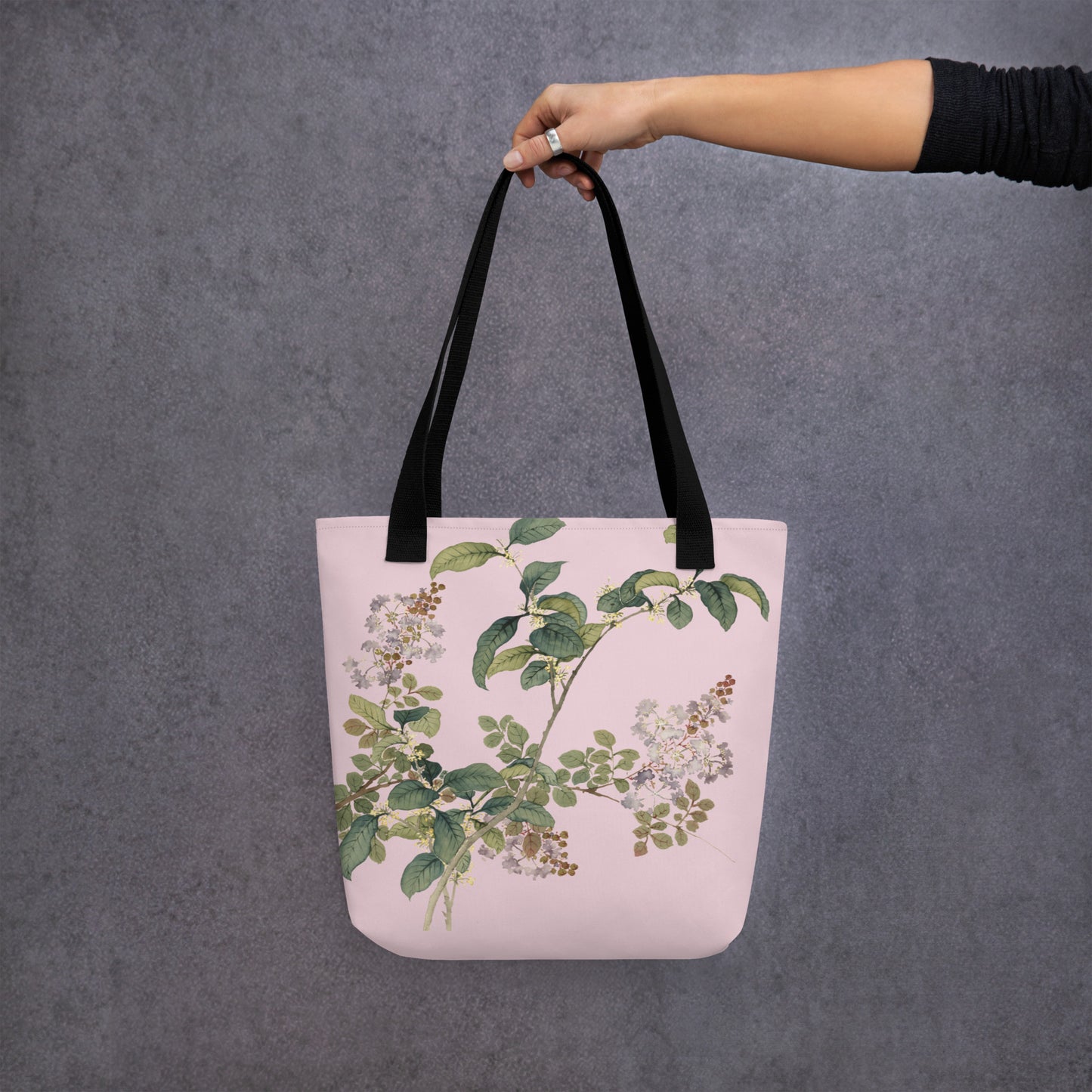 The Spirit of Flowers in Twelve Months｜Osmanthus and Crape Myrtle in Bloom｜Tote bag｜Pale pinkish gray