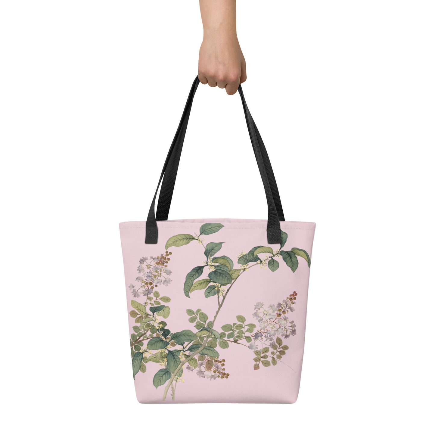 The Spirit of Flowers in Twelve Months｜Osmanthus and Crape Myrtle in Bloom｜Tote bag｜Pale pinkish gray