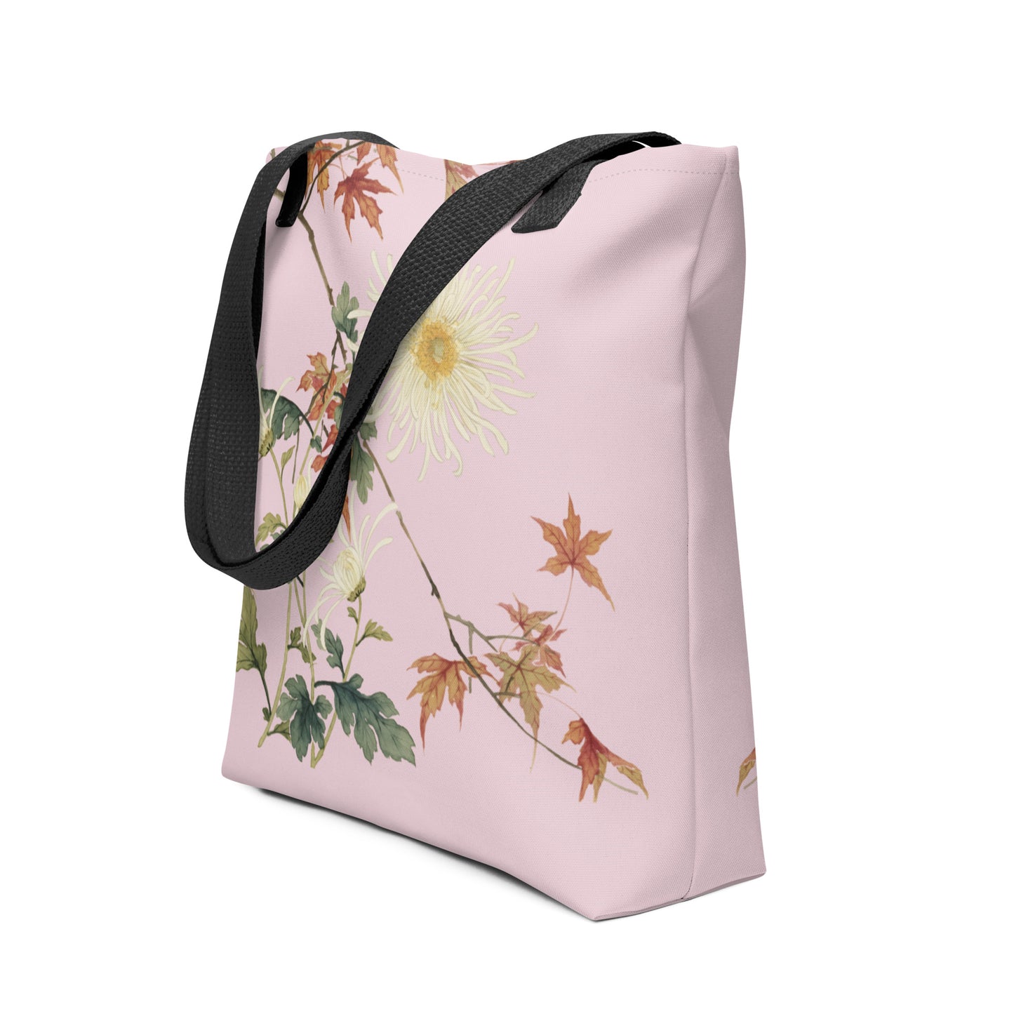 十二月花神｜Blooming Chrysanthemum and Maple Leaves｜Tote bag｜藕色