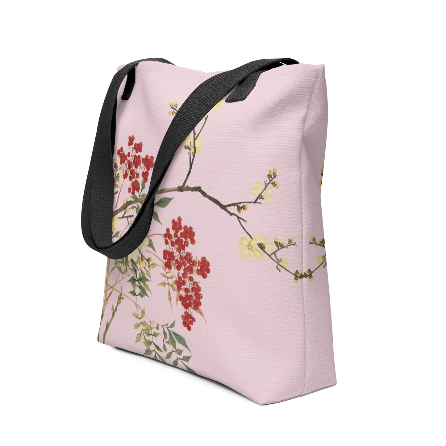 The Spirit of Flowers in Twelve Months｜Blooming Wintersweet and Heavenly Bamboo｜Tote bag｜Pale pinkish gray