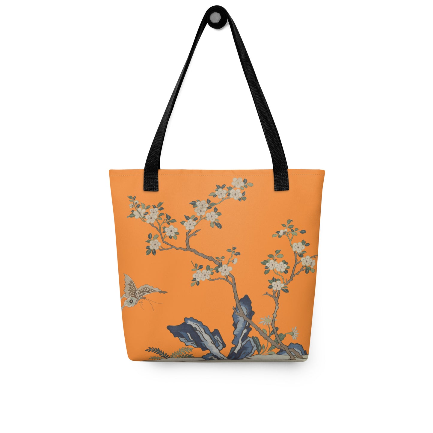 Kesi Flower Album｜White Plum Blossoms and Butterfly｜Tote bag｜Orange