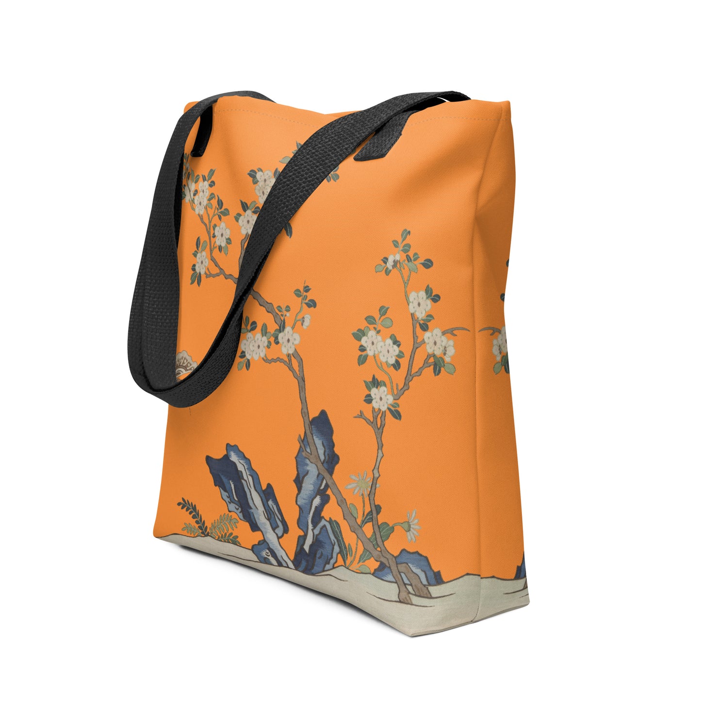 Kesi Flower Album｜White Plum Blossoms and Butterfly｜Tote bag｜Orange