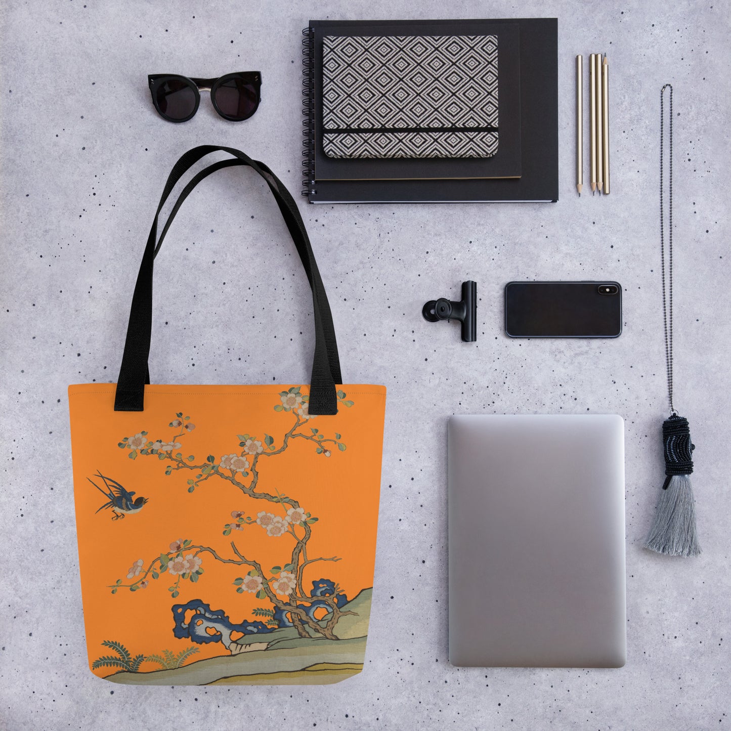 Kesi Flower Album｜Swallow in Flight, Harbinger of Spring｜Tote bag｜Orange