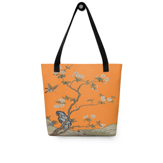 Kesi Flower Album｜Plum Blossoms and Butterfly｜Tote bag｜Orange