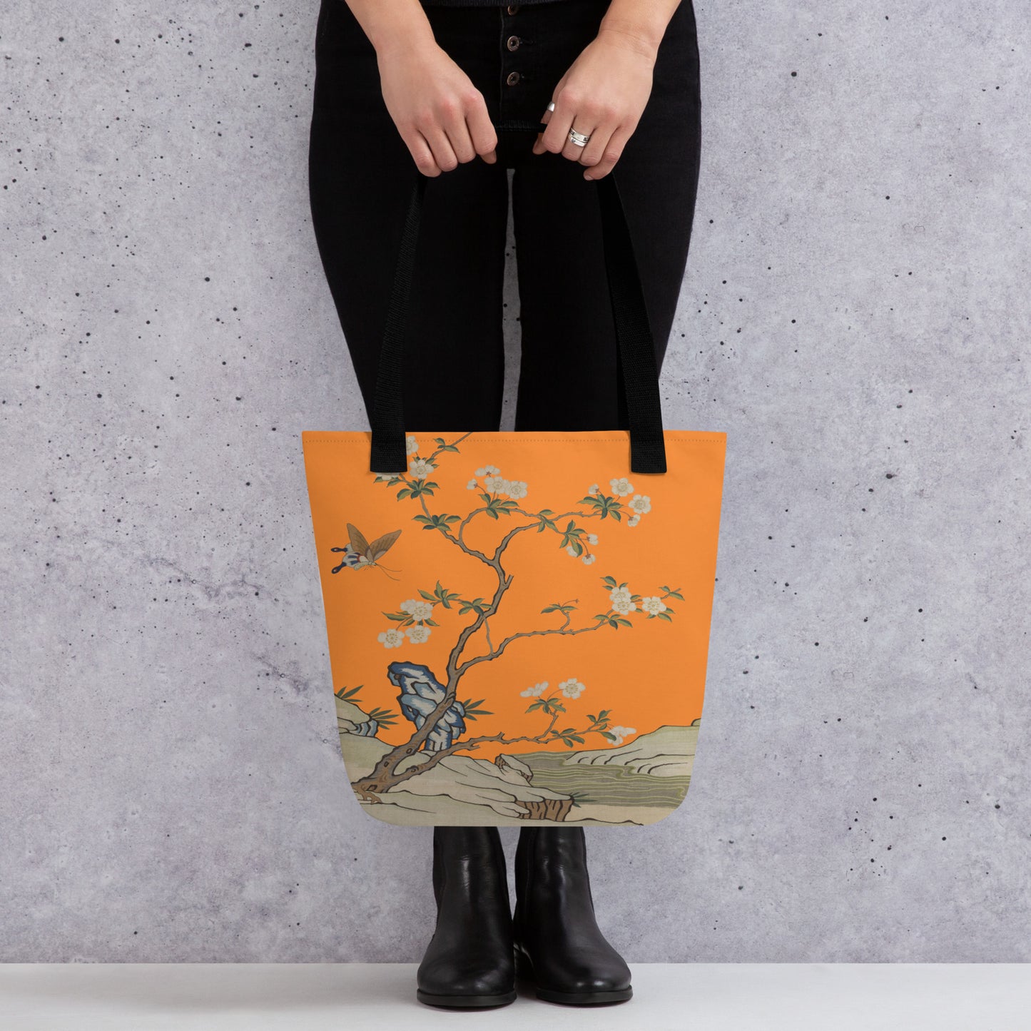 Kesi Flower Album｜Plum Blossoms and Butterfly｜Tote bag｜Orange