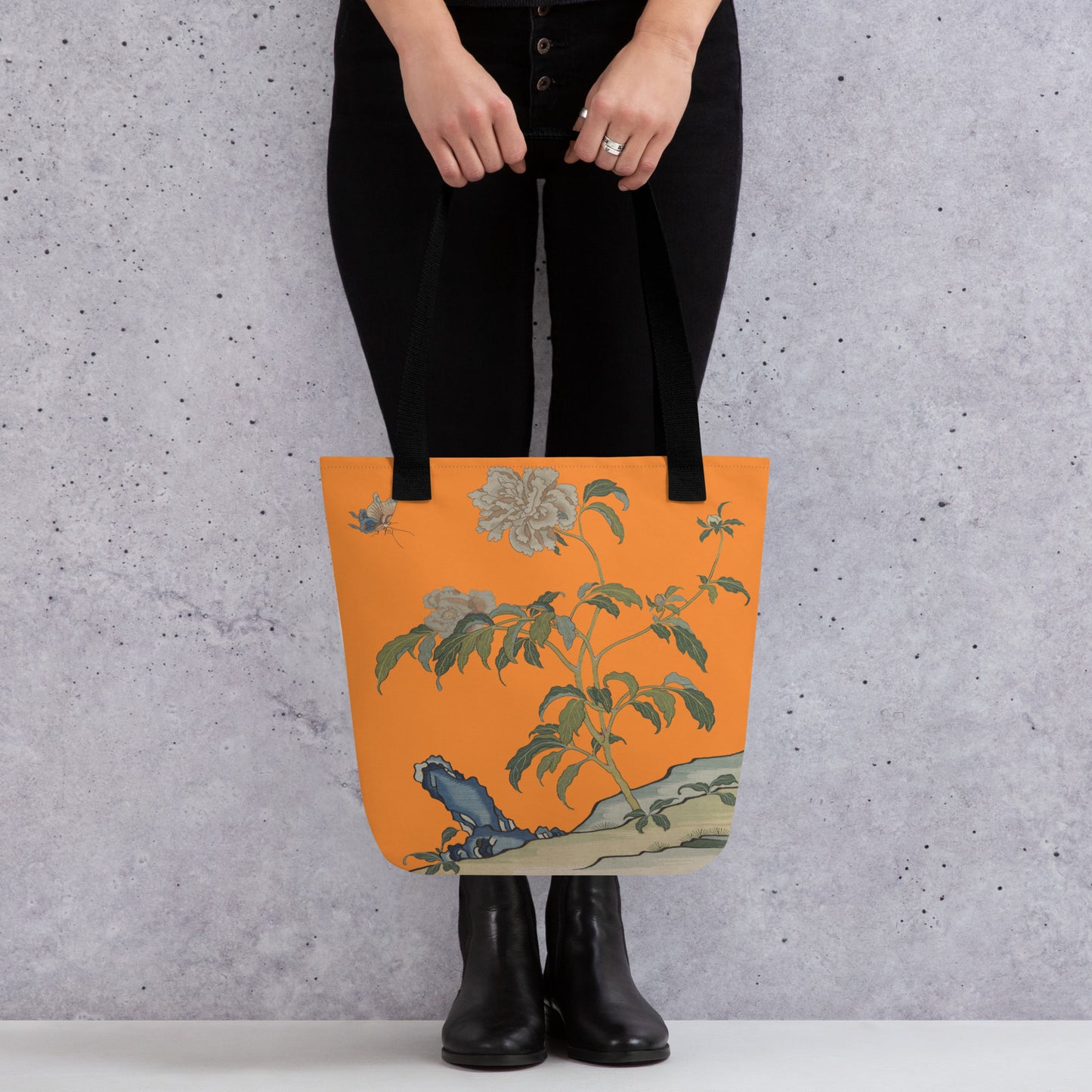 Kesi Flower Album｜Peonies and Butterfly｜Tote bag｜Orange