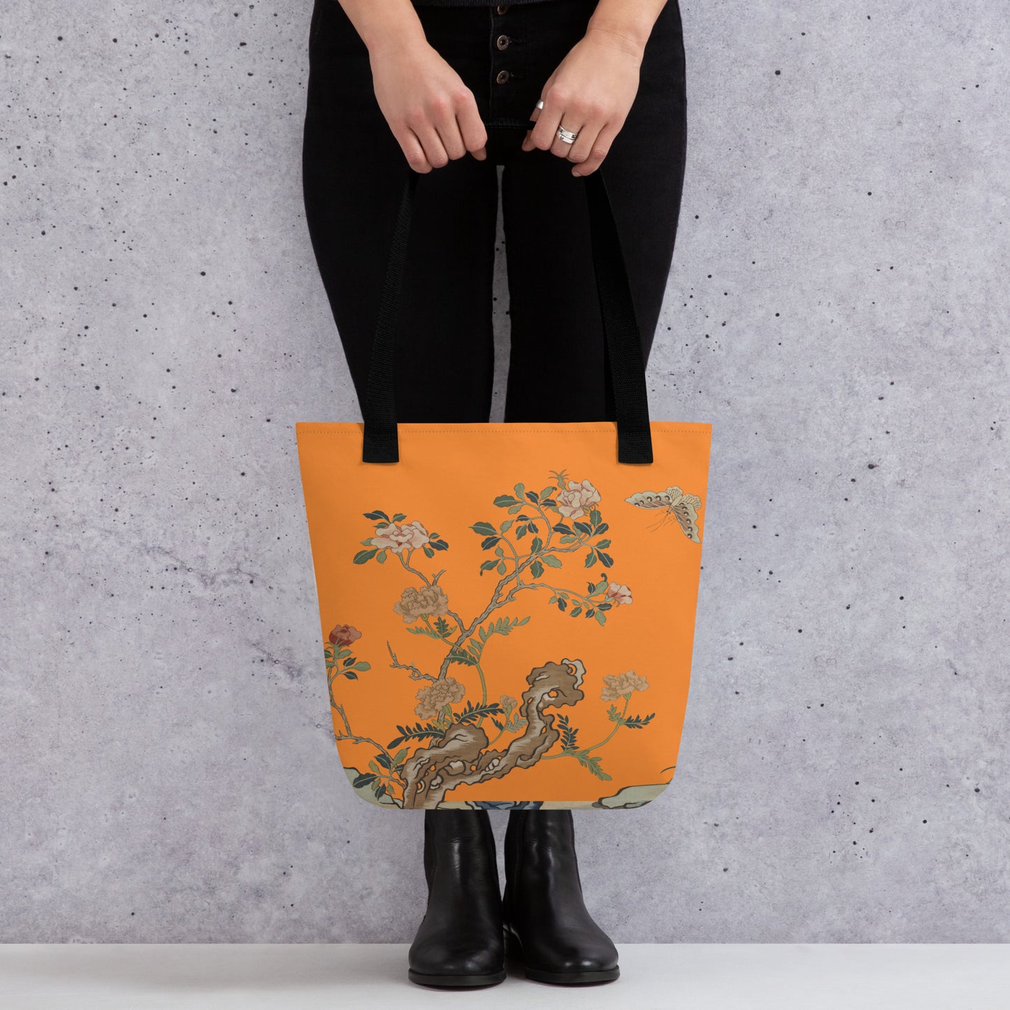 Kesi Flower Album｜Camellia and Butterfly｜Tote bag｜Orange