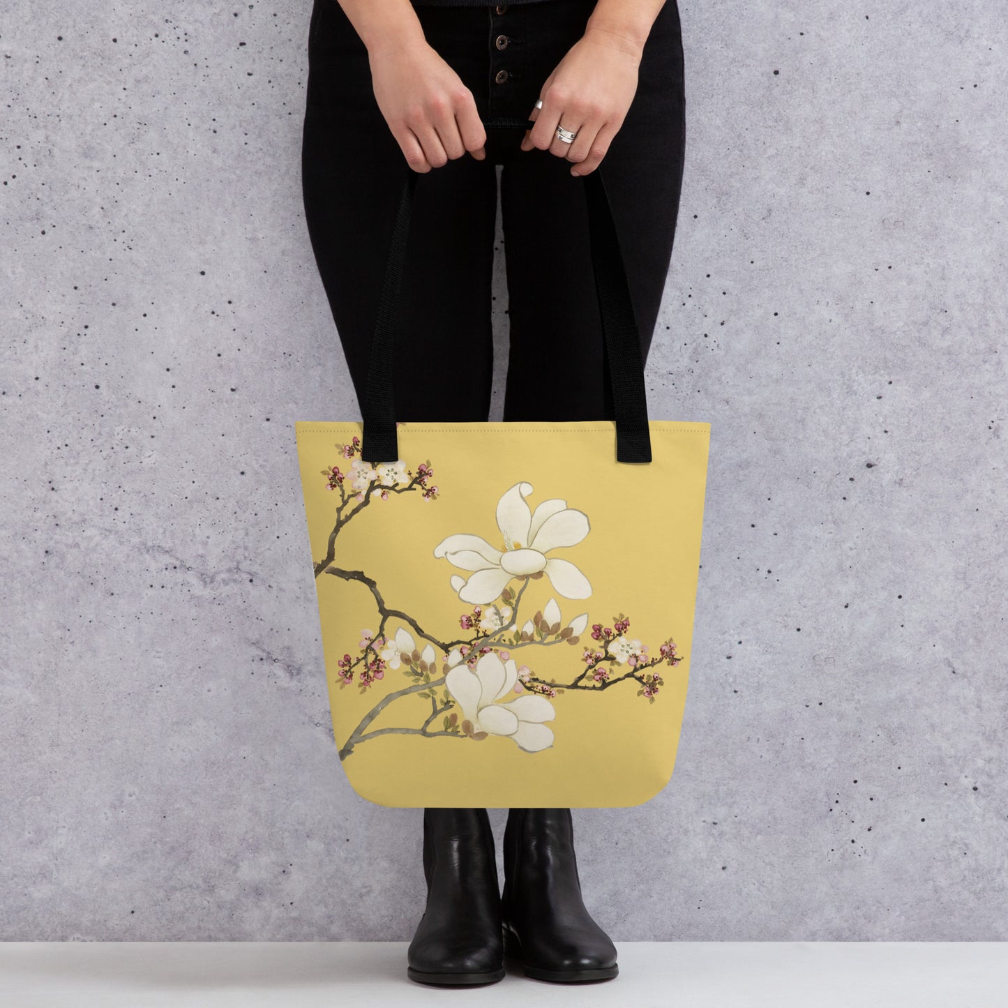 The Spirit of Flowers in Twelve Months｜Apricot and Lily Magnolia in Blossom｜Tote bag｜Gold