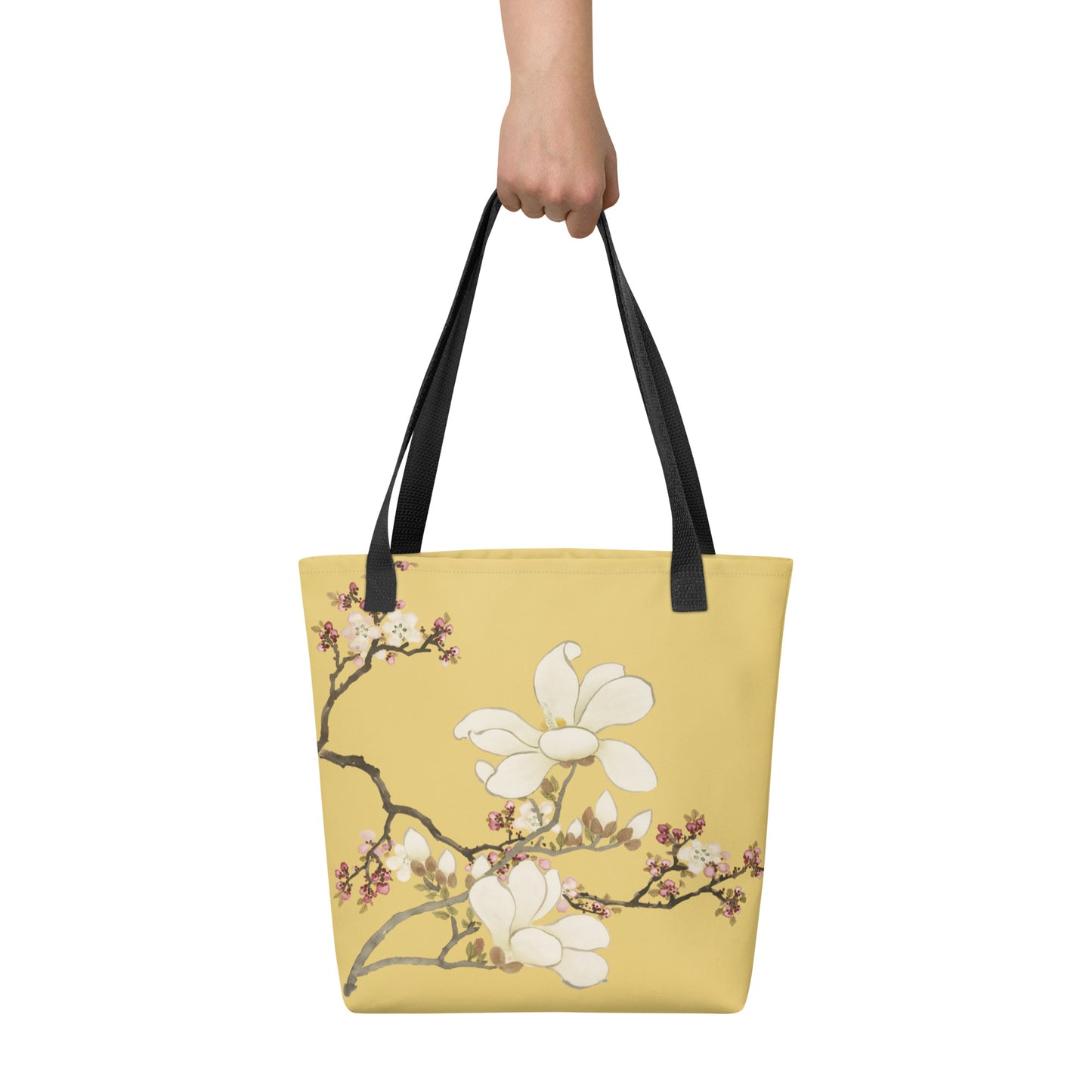 The Spirit of Flowers in Twelve Months｜Apricot and Lily Magnolia in Blossom｜Tote bag｜Gold