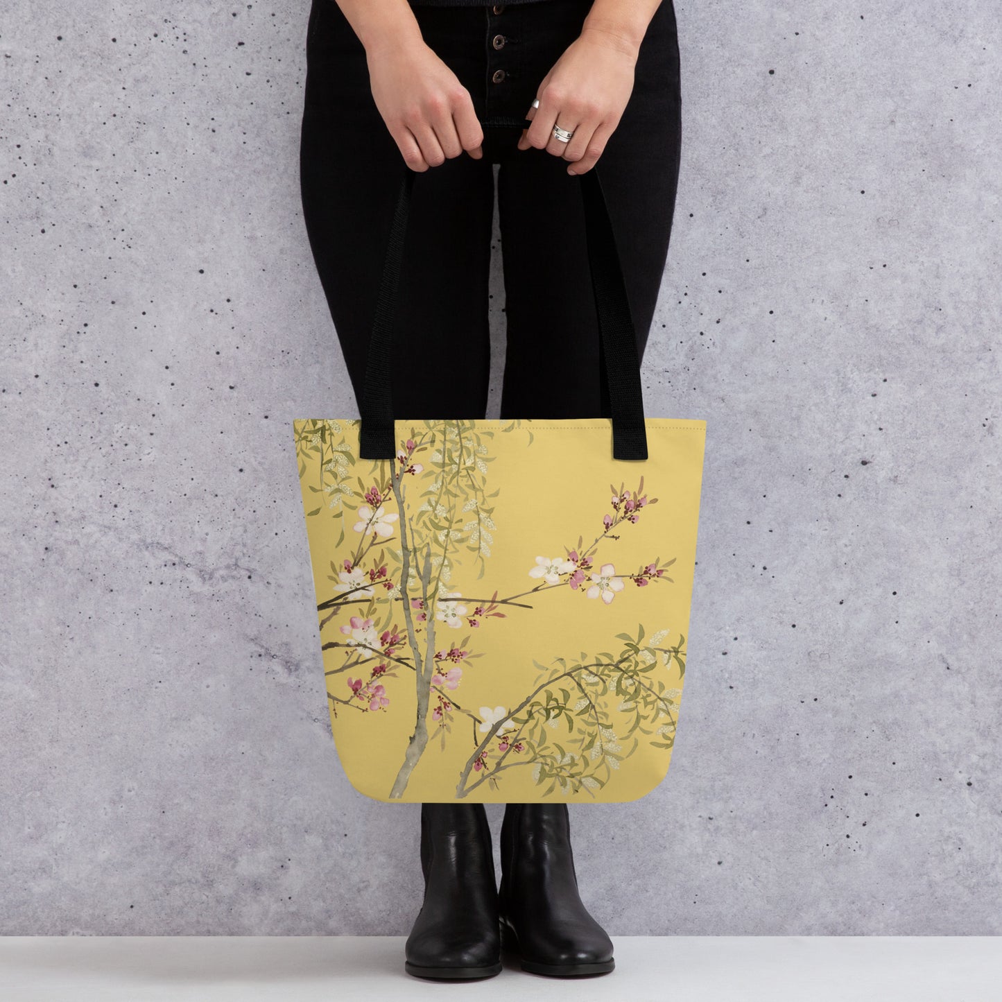 The Spirit of Flowers in Twelve Months｜Willow and Peach Blossom｜Tote bag｜Gold