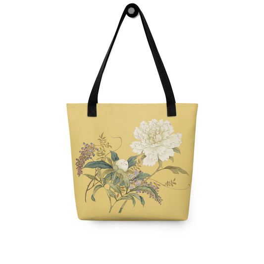 The Spirit of Flowers in Twelve Months｜Chinese Peony and Wisteria in Bloom｜Tote bag｜Gold