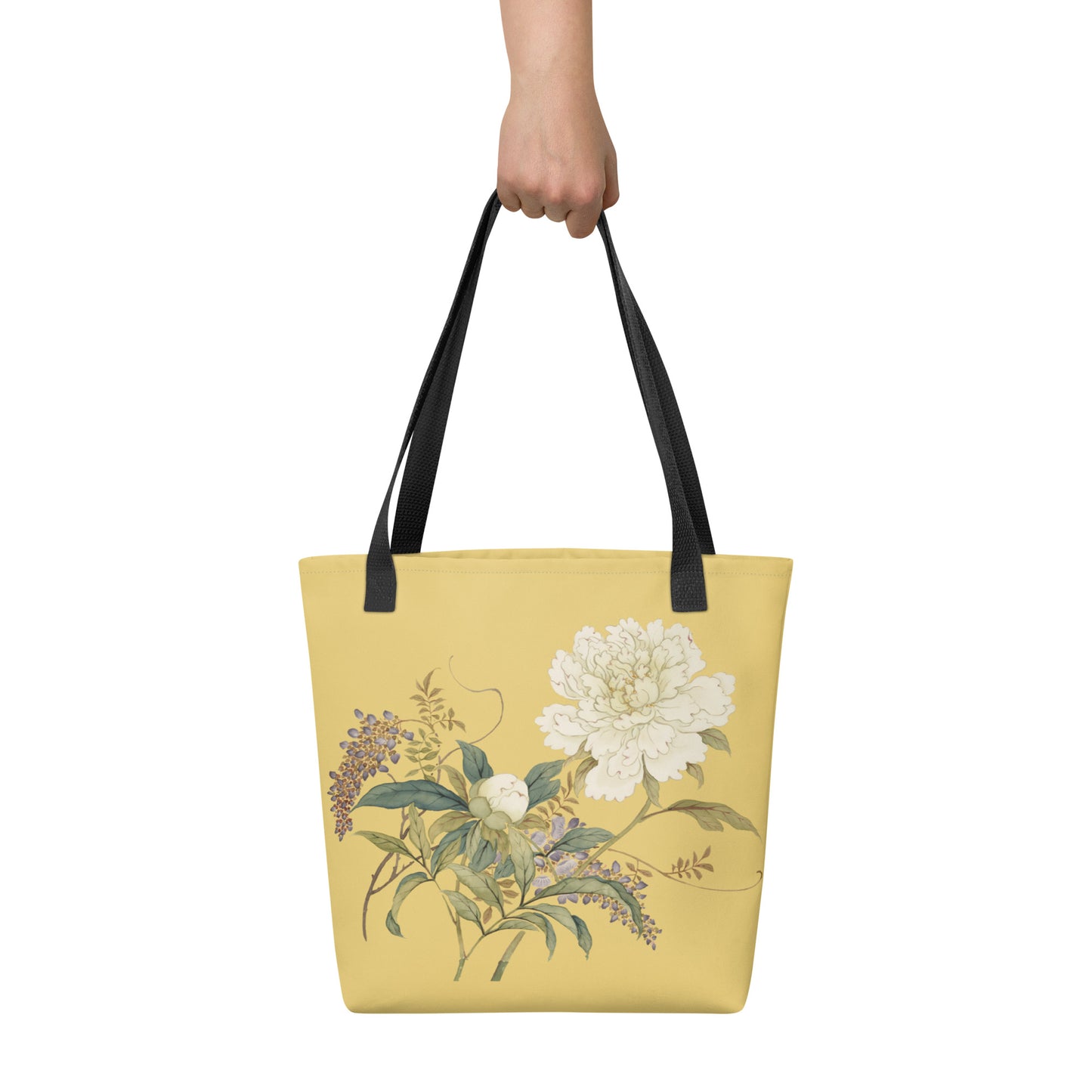 The Spirit of Flowers in Twelve Months｜Chinese Peony and Wisteria in Bloom｜Tote bag｜Gold