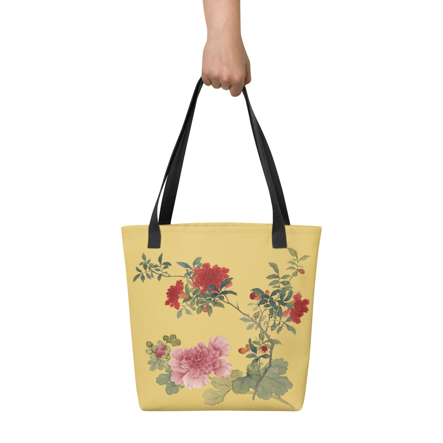 The Spirit of Flowers in Twelve Months｜Hollyhock and Pomegranate in Bloom｜Tote bag｜Gold