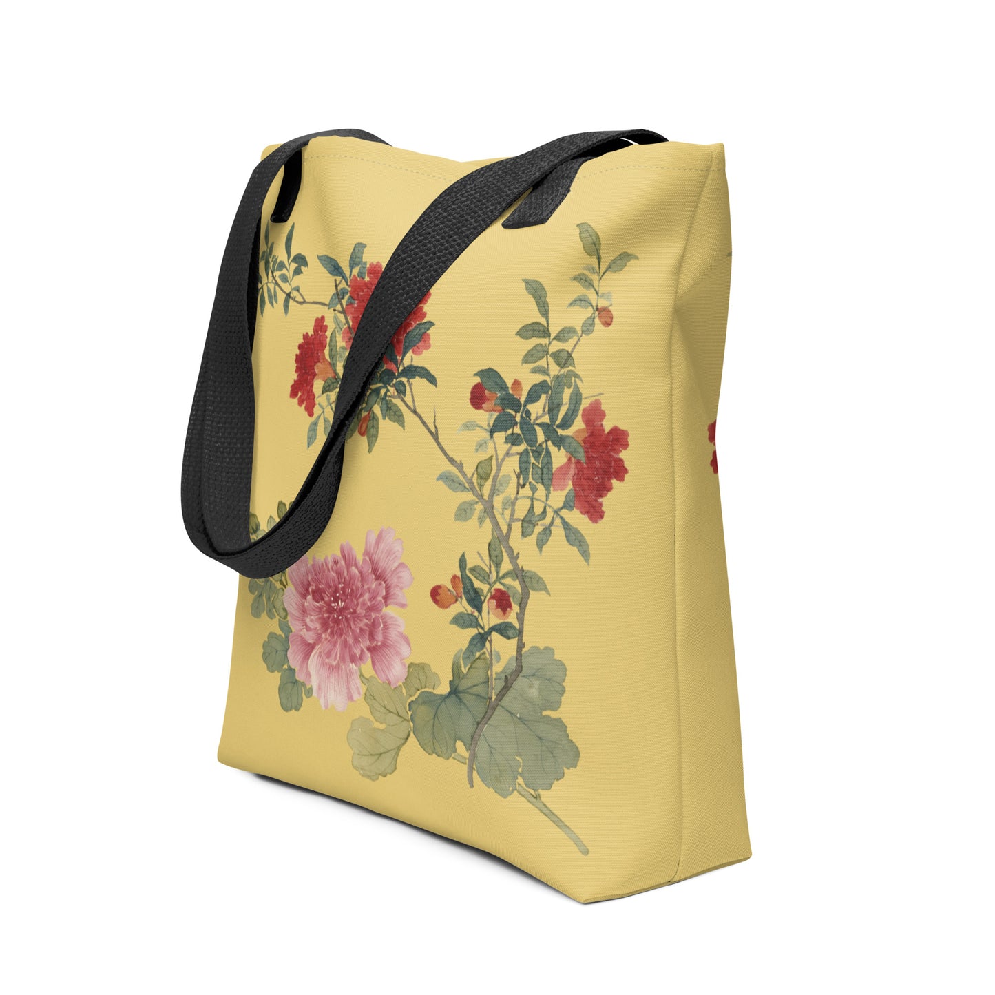 The Spirit of Flowers in Twelve Months｜Hollyhock and Pomegranate in Bloom｜Tote bag｜Gold