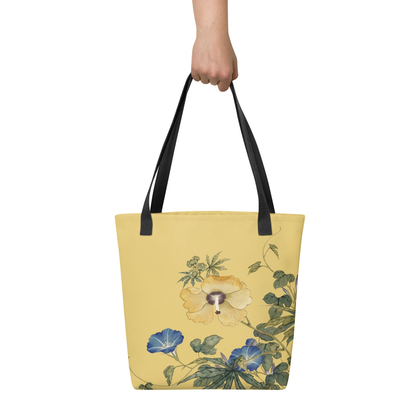 The Spirit of Flowers in Twelve Months｜Okra and White-edged Morning Glory in Bloom｜Tote bag｜Gold