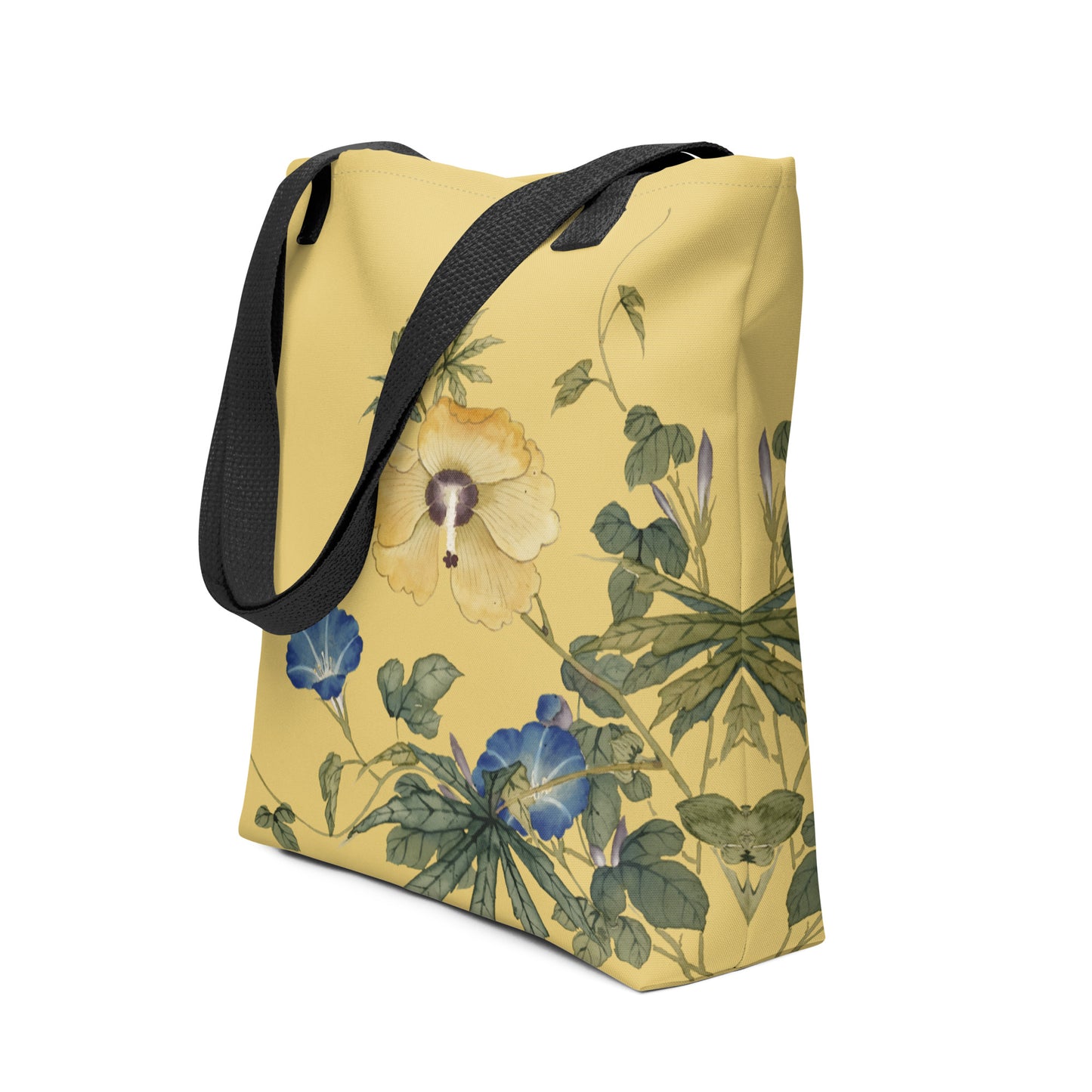 The Spirit of Flowers in Twelve Months｜Okra and White-edged Morning Glory in Bloom｜Tote bag｜Gold