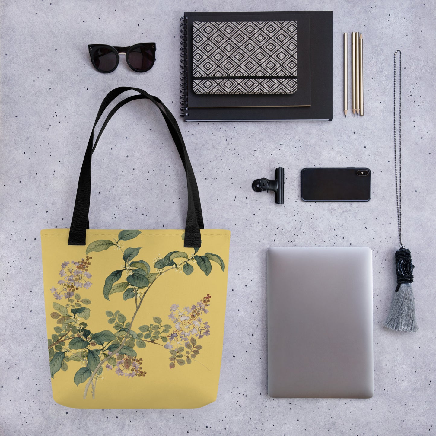 The Spirit of Flowers in Twelve Months｜Osmanthus and Crape Myrtle in Bloom｜Tote bag｜Gold