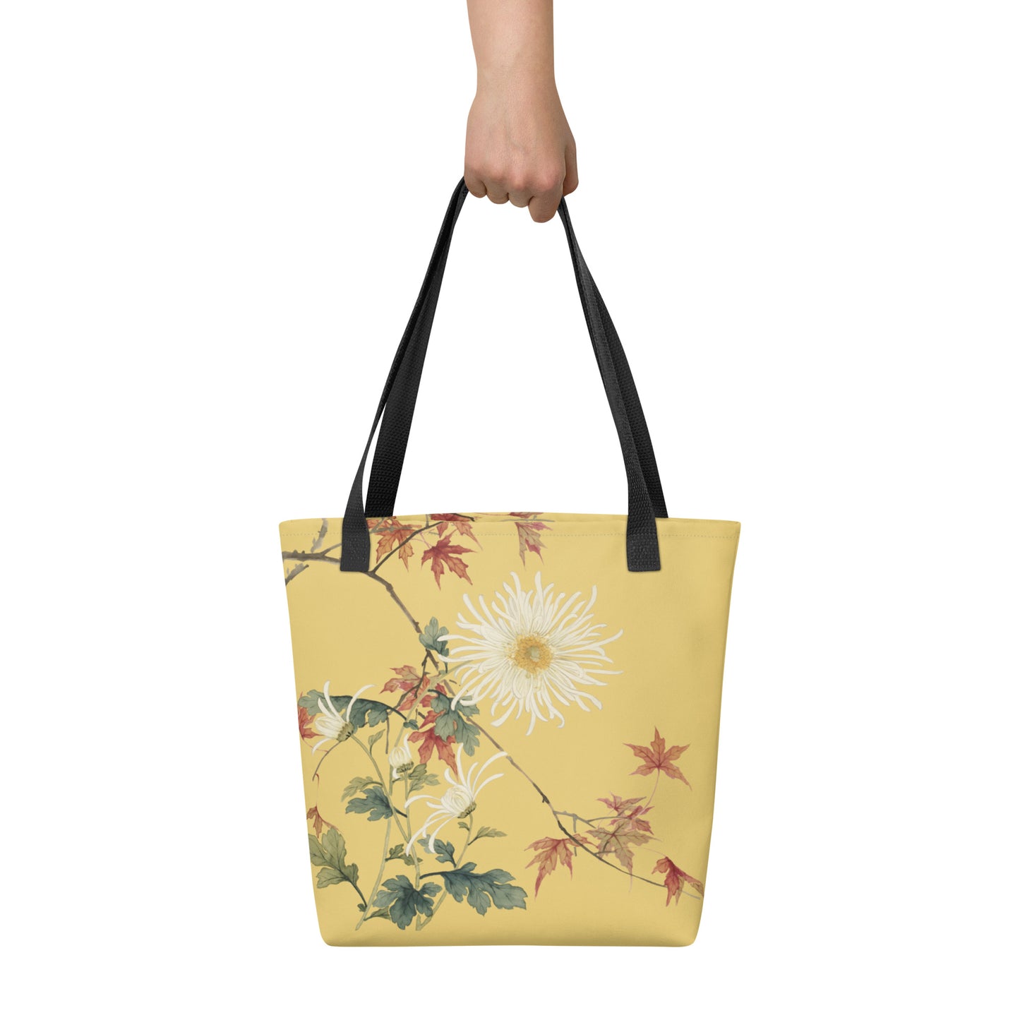 The Spirit of Flowers in Twelve Months｜Blooming Chrysanthemum and Maple Leaves｜Tote bag｜Gold