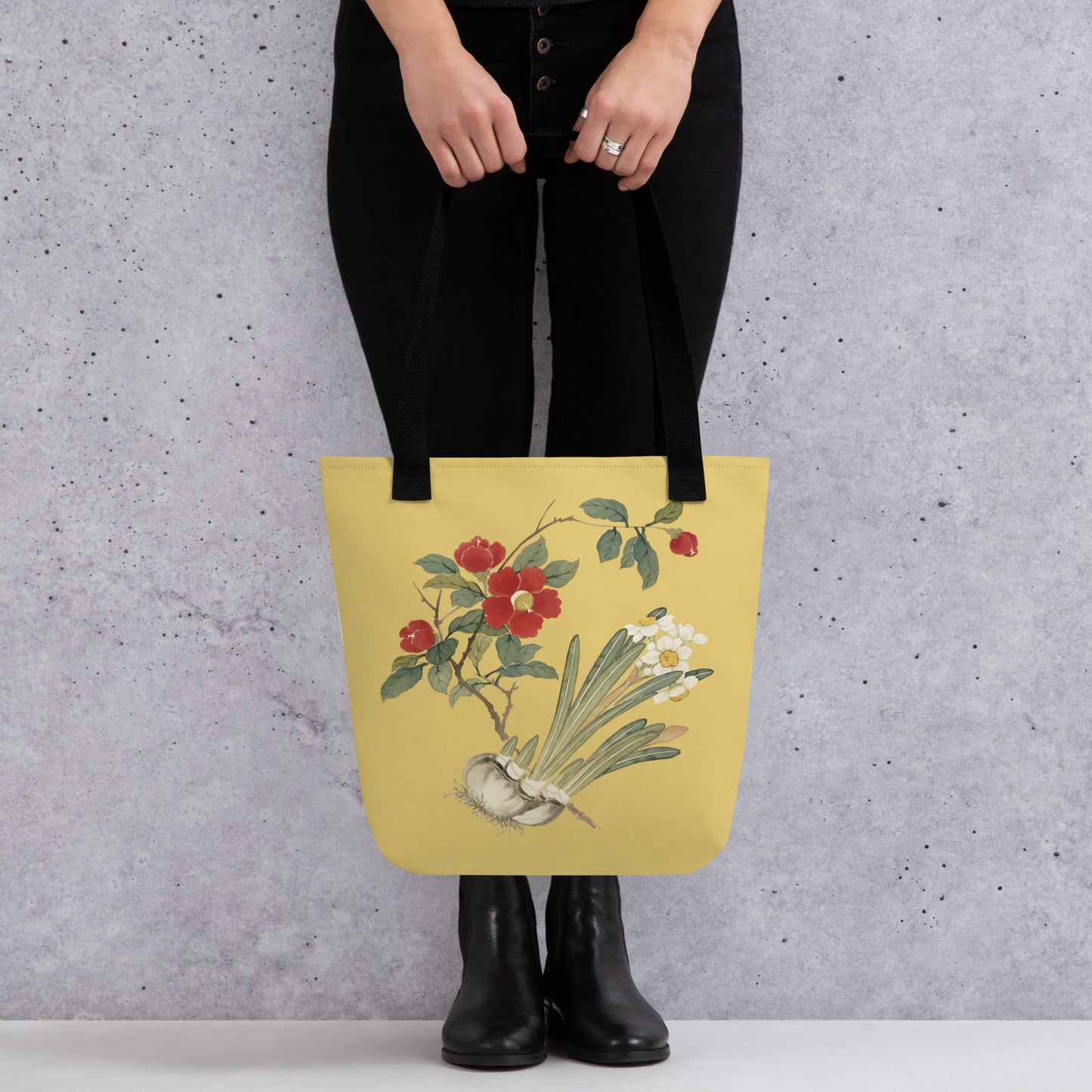 The Spirit of Flowers in Twelve Months｜Narcissus and Camelia in Bloom｜Tote bag｜Gold