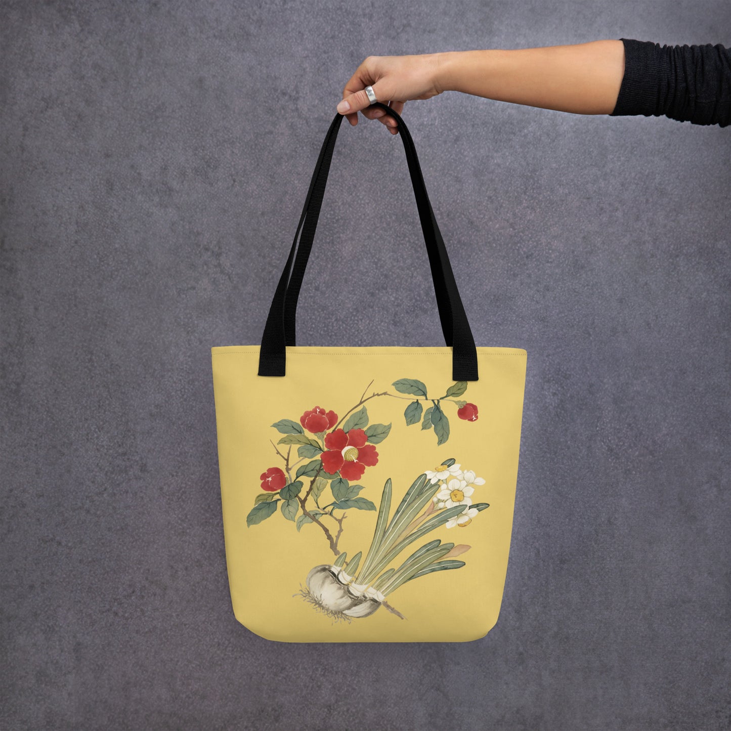 The Spirit of Flowers in Twelve Months｜Narcissus and Camelia in Bloom｜Tote bag｜Gold