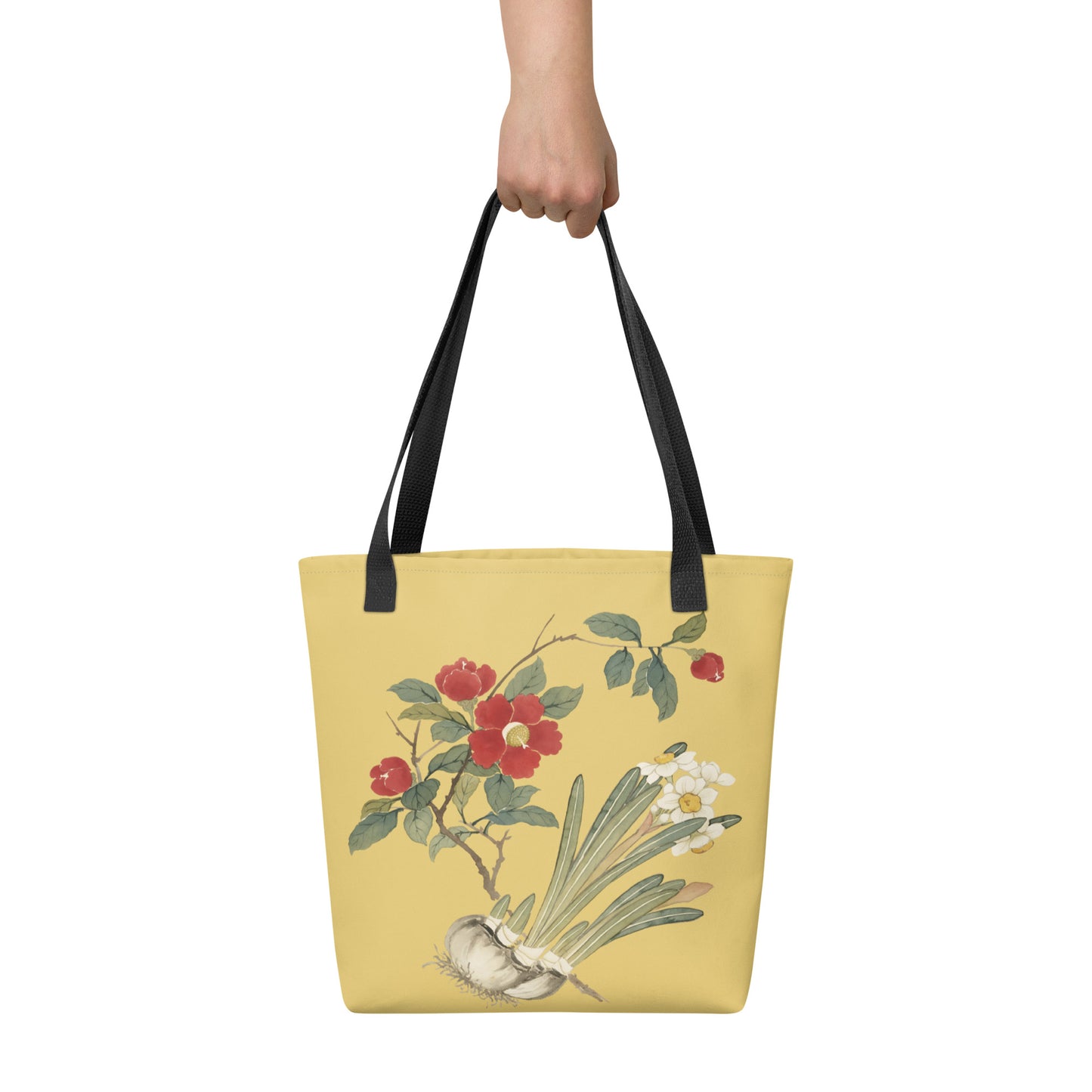 The Spirit of Flowers in Twelve Months｜Narcissus and Camelia in Bloom｜Tote bag｜Gold