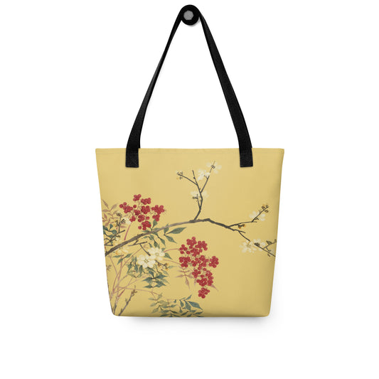 The Spirit of Flowers in Twelve Months｜Blooming Wintersweet and Heavenly Bamboo｜Tote bag｜Gold