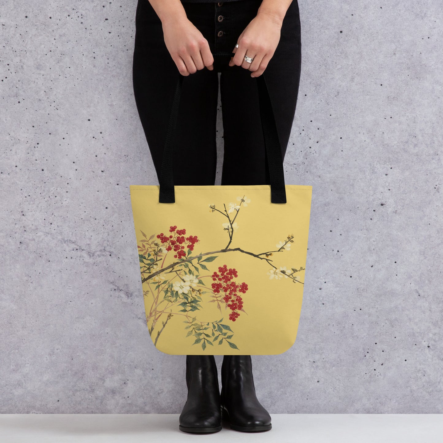 The Spirit of Flowers in Twelve Months｜Blooming Wintersweet and Heavenly Bamboo｜Tote bag｜Gold