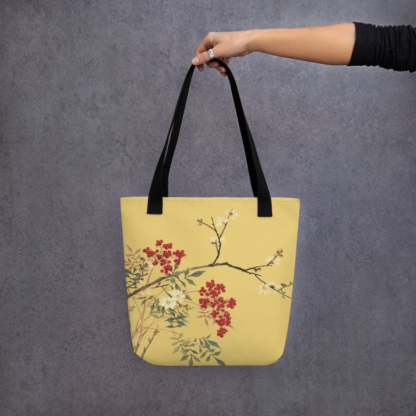 The Spirit of Flowers in Twelve Months｜Blooming Wintersweet and Heavenly Bamboo｜Tote bag｜Gold