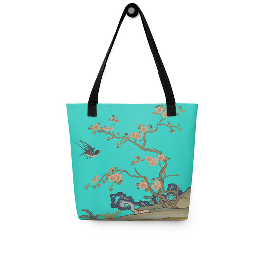 Kesi Flower Album｜Swallow in Flight, Harbinger of Spring｜Tote bag｜Turquoise