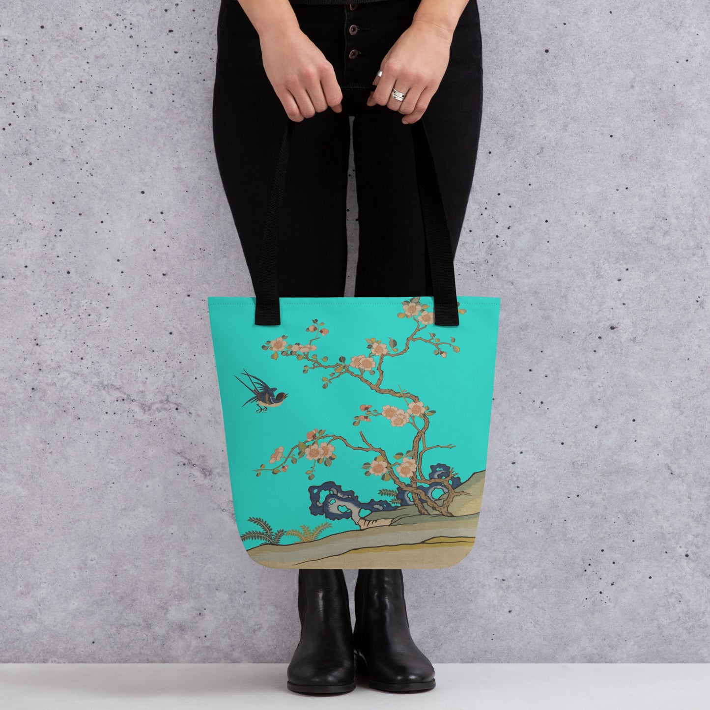 Kesi Flower Album｜Swallow in Flight, Harbinger of Spring｜Tote bag｜Turquoise