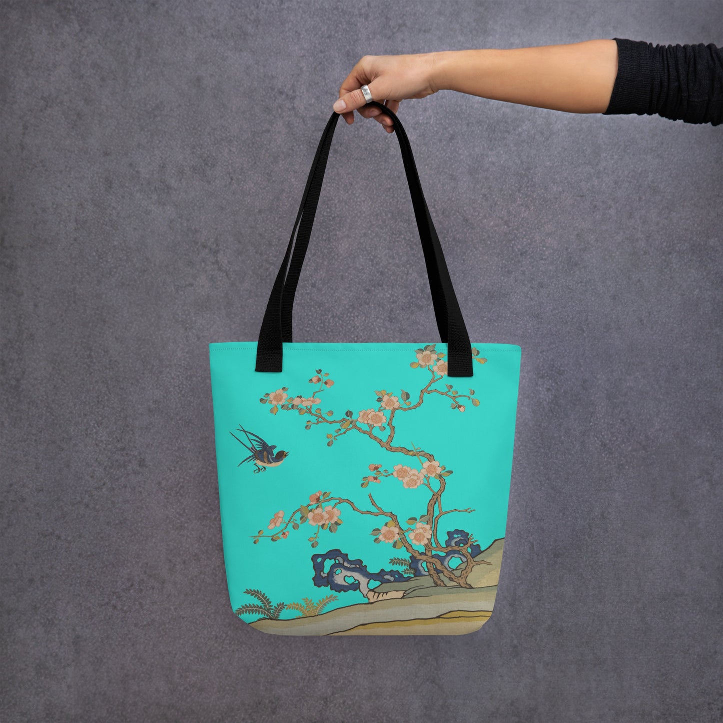 Kesi Flower Album｜Swallow in Flight, Harbinger of Spring｜Tote bag｜Turquoise