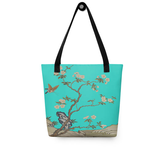 Kesi Flower Album｜Plum Blossoms and Butterfly｜Tote bag｜Turquoise