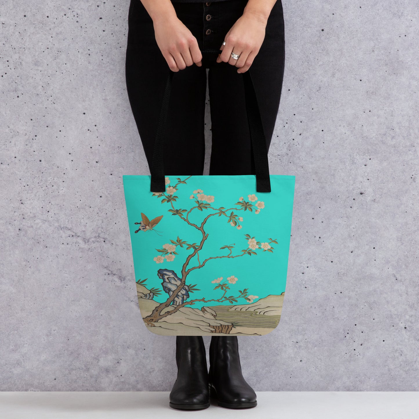 Kesi Flower Album｜Plum Blossoms and Butterfly｜Tote bag｜Turquoise